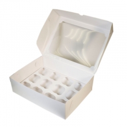 Упаковка для капкейков белая 330х250х100 мм. с окном, 12 ячеек в упаковке 100шт.